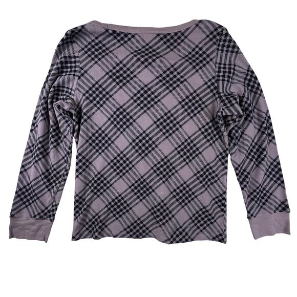 Y2K PINK Victoria’s Secret Plaid Thermal Top 2XL | Mauve Black Lounge Crest NWT - Picture 4 of 13